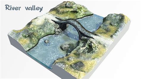 3d Model River Valley Bridge Low Poly Asset Vr Ar Low Poly Cgtrader