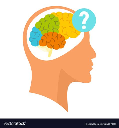 Human Brain Question Icon Flat Style Royalty Free Vector