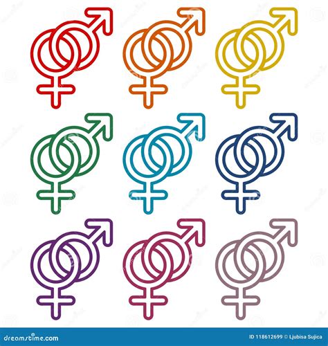 Male And Female Sex Symbol Set Stock Vector Illustration Of Cross