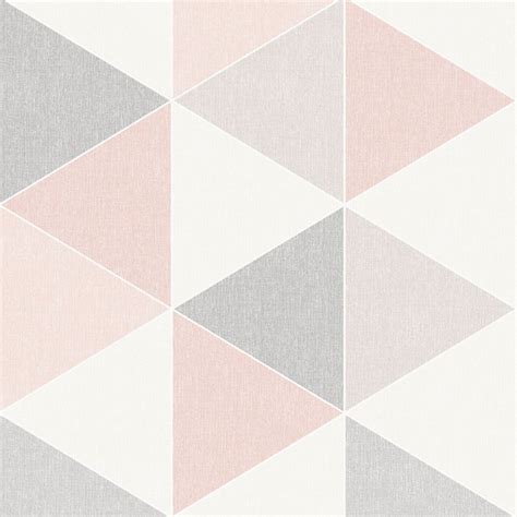 Scandi Geo Triangle Wallpaper Pink And Grey Arthouse