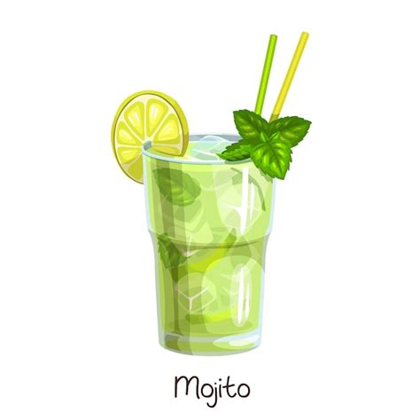 premium vector glass of mojito cocktail with slice lemon and mint leaves on white color