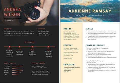 creative resume tips  photographers