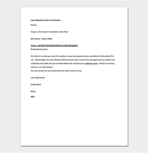 Rejection Letter Template 38 Free Samples And Formats