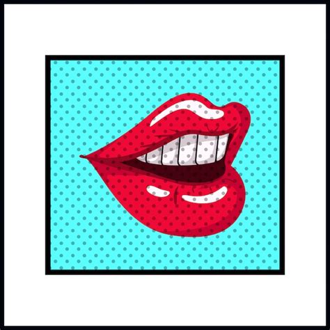 premium vector female mouth pop art style