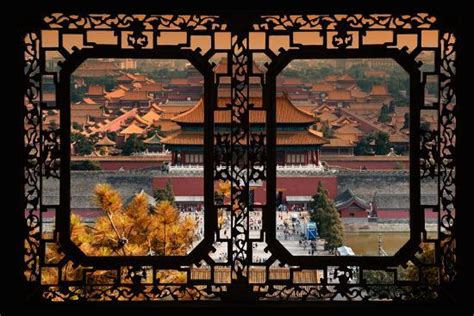 China 10mkm2 Collection Asian Window Forbidden City In Autumn