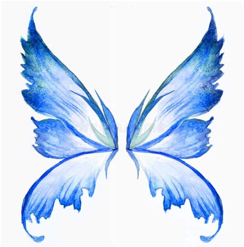 Blue Fairy Wings Watercolor Hand Draw Painting Aff Wings Fairy