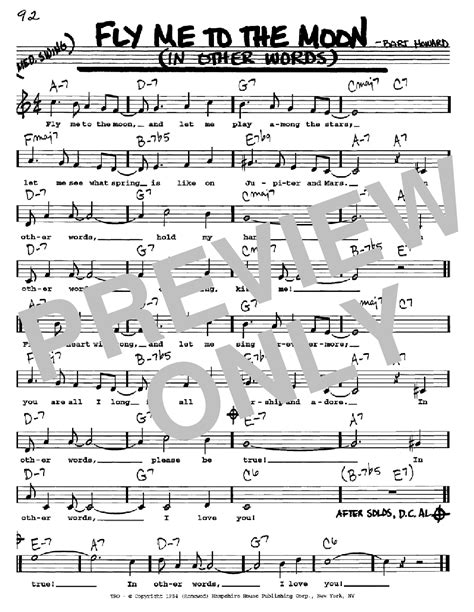 Fly Me To The Moon In Other Words Sheet Music By Frank Sinatra Real