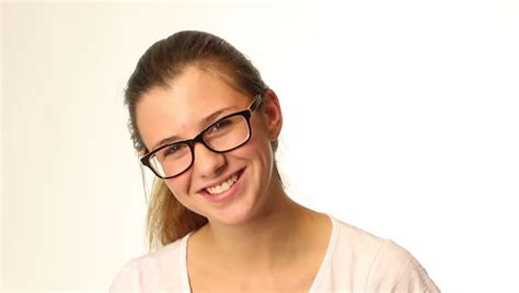 Stock Video Of Beautiful Teenager Girl Wearing Glasses