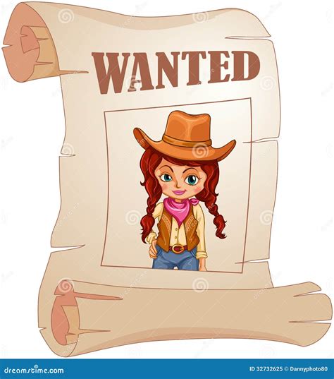 A Poster Of A Wanted Cowgirl Royalty Free Stock Photo - Image: 32732625