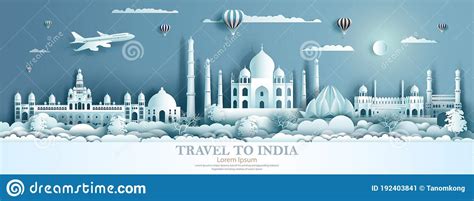 Travel In India Concept Indian Most Famous Sights Set Architectural