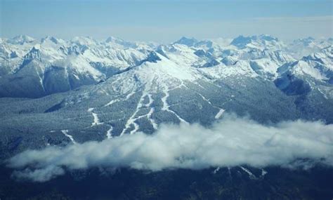 Great Aerial Shot Of The Whole Mountain Range In Revelstoke Bc