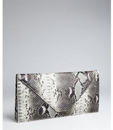Wyatt Grey Snake Printed And Embossed Faux Leather Envelope Clutch On