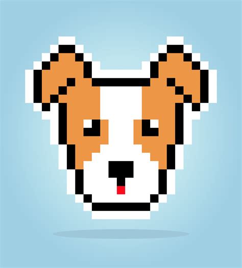 8 Bit Pixel Of Jack Russell Dog Animal Head For Asset Games In Vector