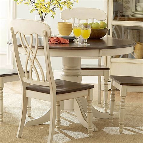 Round kitchen table sets consist of many kinds material that are applied such as wood and glasses. Top 50 Shabby Chic Round Dining Table and Chairs - Home ...