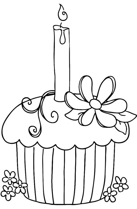 Cupcake Happy Birthday Coloring Pages Cookie Coloring Pages