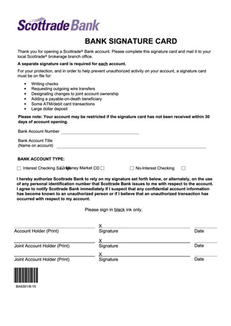 To change the signature on your pan card offline, you will have to first fill in the application form online and follow the steps mentioned in the online application process. Fillable Bank Signature Card Form printable pdf download