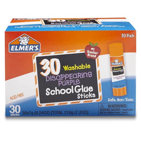 Elmers Disappearing Purple School Glue Sticks Washable 7 Grams 30