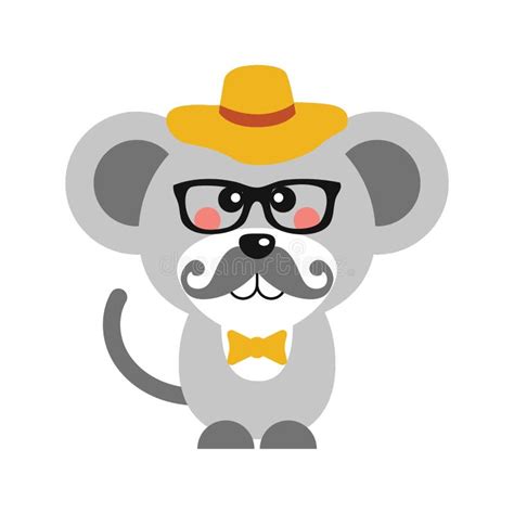 Cute Mouse With Glasses And Bow Tie Vector Illustration Decorative
