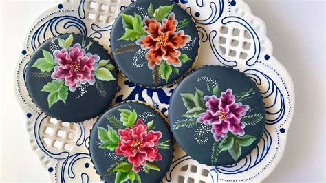 Hand Painted Cookies One Stroke Technique 🌸🌸🌸 Youtube