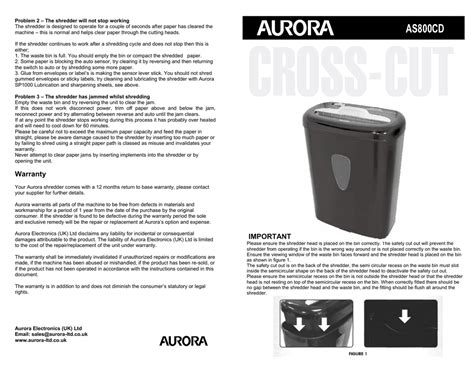 Shreds credit cards and destroys cds. Aurora AS800CD paper shredder | Manualzz