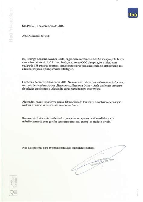 Cartas De Recomendação Alexandre Slivnik Escritor Palestrante E