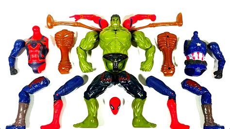 Merakit Mainan Spider Man Vs Siren Head Vs Hulk Smash Vs Captain