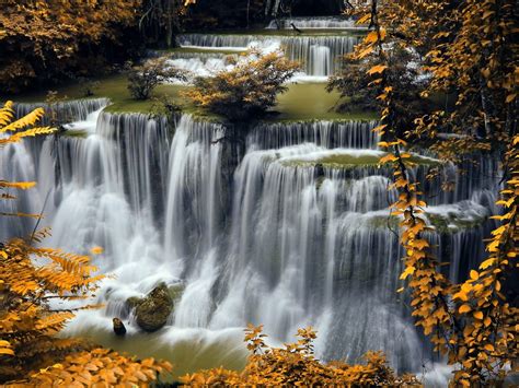 Waterfalls Seasons Autumn Nature 409214