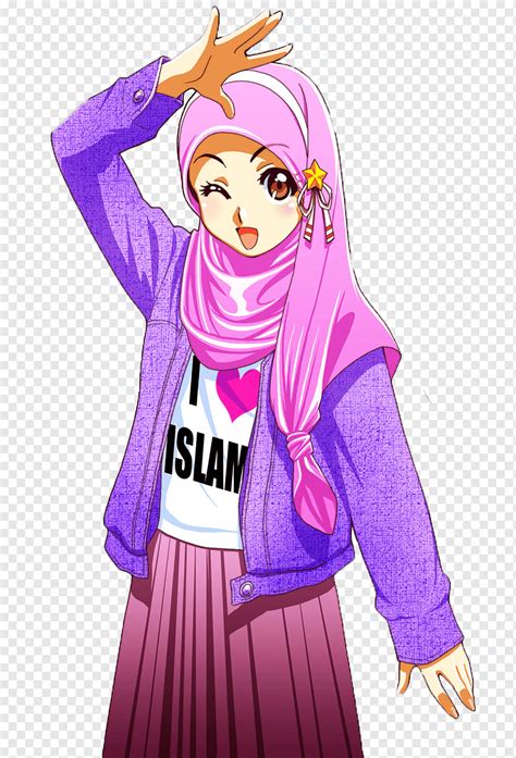 Hijab Muslim Islam Drawing Comics Anime Muslim Purple Violet Manga