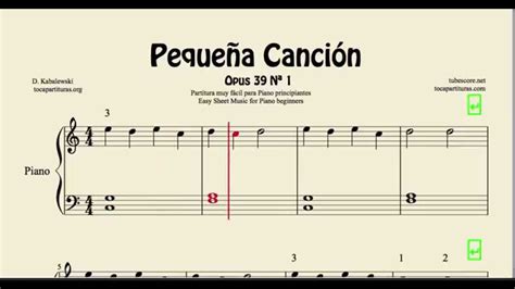 Pequeña Canción Partitura De Piano Muy Fácil Para Principiantes Opus 39