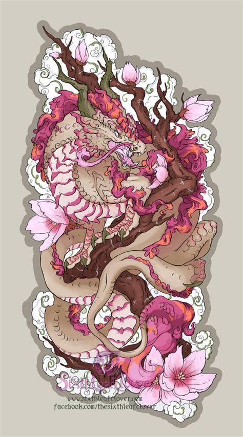 Wild Sakura Dragon Stickers By The Sixthleafclover Japanese Tattoo
