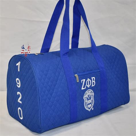 Zeta Phi Beta Quilted Duffel Bag Sorority Embroidered Duffel Bag