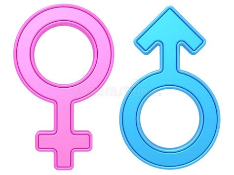 male and female gender symbols of blue and pink colors on white stock illustration