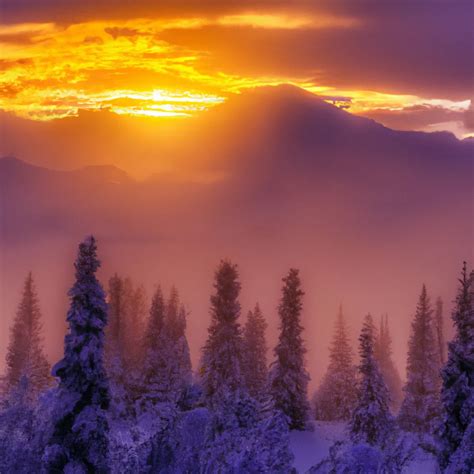 Epic Alaska Sunset Purple Mountains Deep Snow Thi Openart