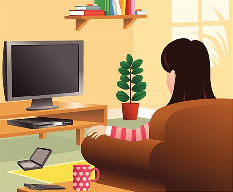 Woman Watching Tv Illustrations Royalty Free Vector Graphics And Clip