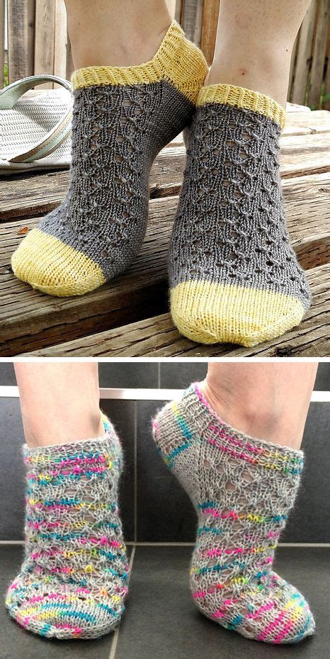Knitted Ankle Socks With Lace Free Pattern Sock Knitting Patterns Knitting Socks Easy Knitting