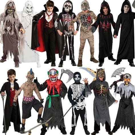 Boys Halloween Outfit Mask Scary Fancy Dress Costume Movie Kids Ghoul