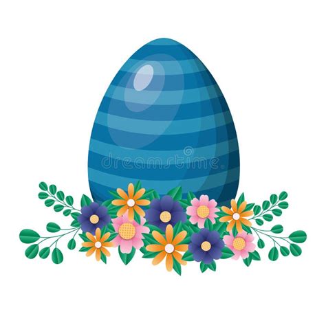 Happy Easter Egg With Flowers And Leaves Vector Design Stock Vector