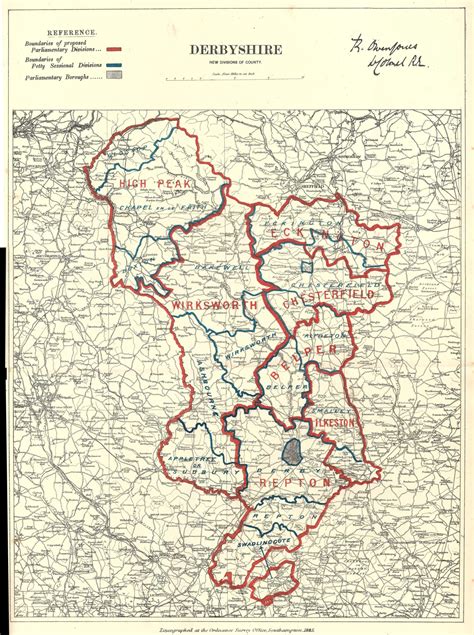 Derbyshire Antique Map Boundary Commission 1885 Frontispiece