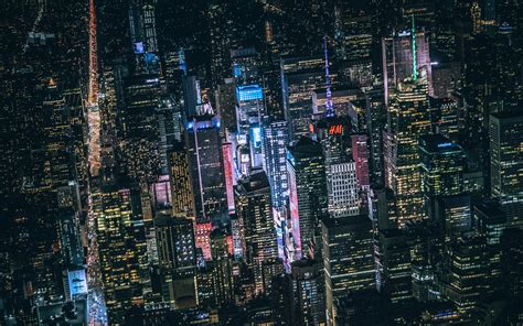 2880x1800 New York Dark City Night Lights Buildings View