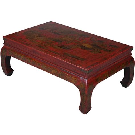 Shop Hand Painted Oriental Coffee Table Red Multi Free Shipping