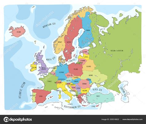 Ilustracion De Mapa Politico De Europa Con Nombres Y Mas Vectores Images The Best Porn Website