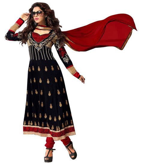 Desi Girl Black Georgette Unstitched Dress Material Buy Desi Girl