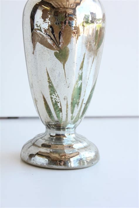 Antique Hand Painted Mercury Glass Vase 2 Available At 1stdibs