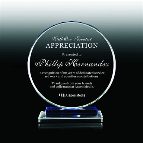 Personalized Crystal Employee Award Retirement Appreciation Gift Plaque Graduation Plaque