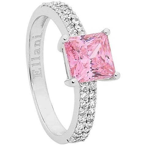 Ellani Pink Cubic Zirconia Silver Ring Sterling Silver Cz Rings