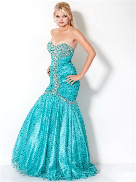 Turquoise Mermaid Sweetheart Full Length Zipper Sequined Prom Dresses