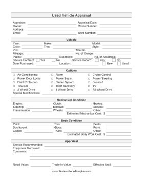 Car appraisers generally use their own formats and forms to get details about the car. 6+ Car Appraisal Forms PDF - Word Excel Templates