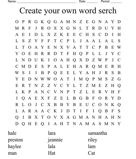 Create Your Own Word Search Printable