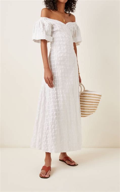 Adelina Organic Cotton Maxi Off The Shoulder Wrap Dress By Mara Hoffman Moda Operandi White