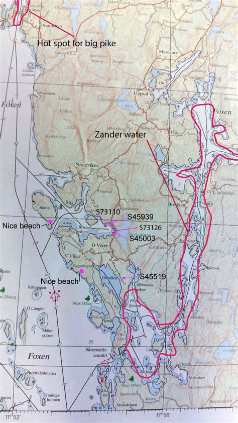 Map With Depth Lake Foxen Fishing And Cottages Sweden